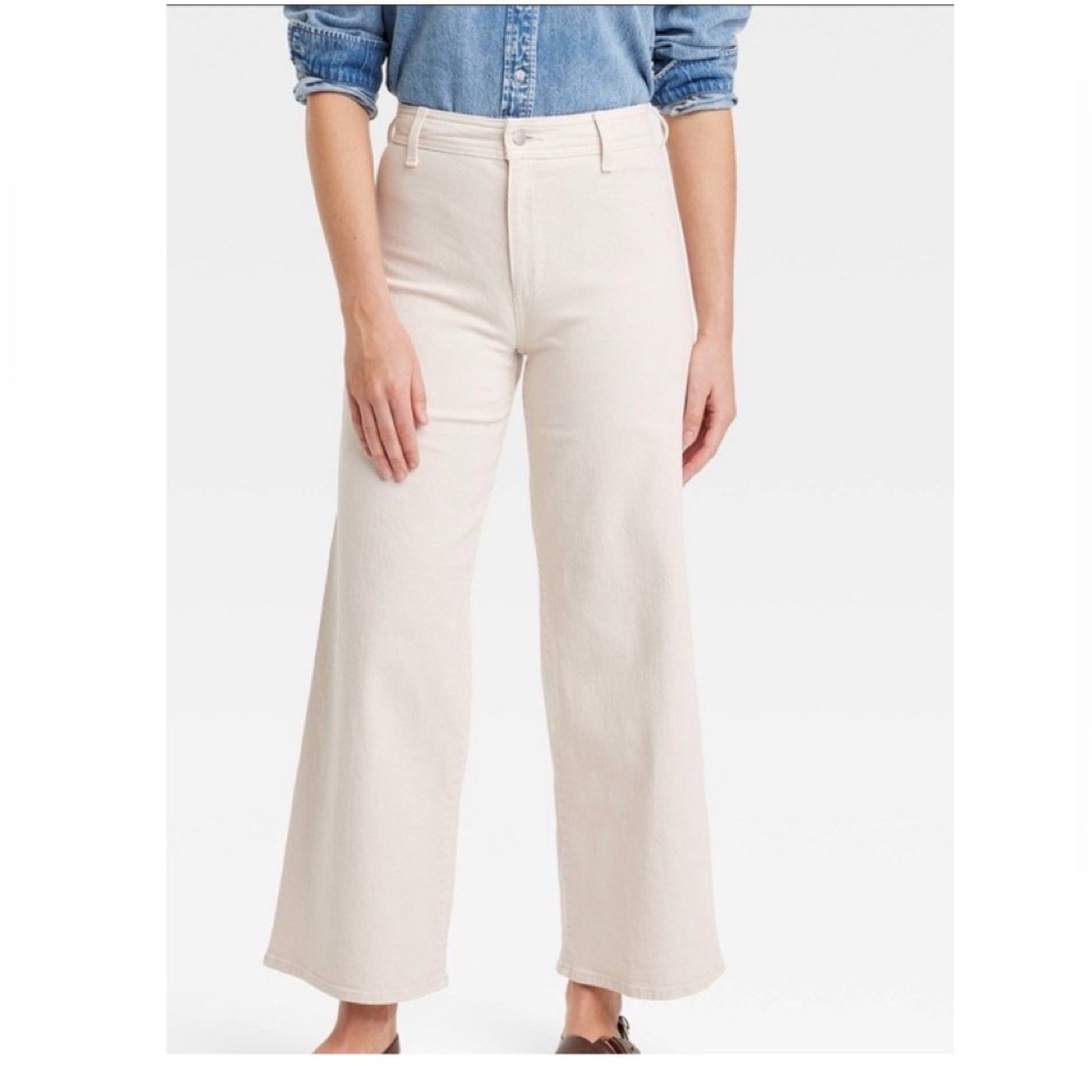 Universal Thread Women Cream Cargo Wide Leg straight Jean  pants sz 12/31